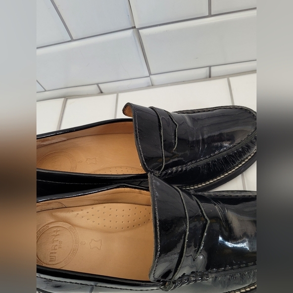 WIRTH 1948 Made in Brazil Ladies Black Patent Leather Heeled Loafers 2in Block H - Picture 6 of 12
